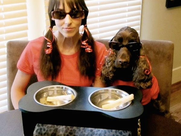 Pig tails like her dog