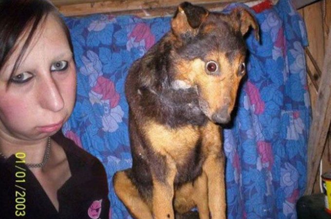 Sad girl and her dog