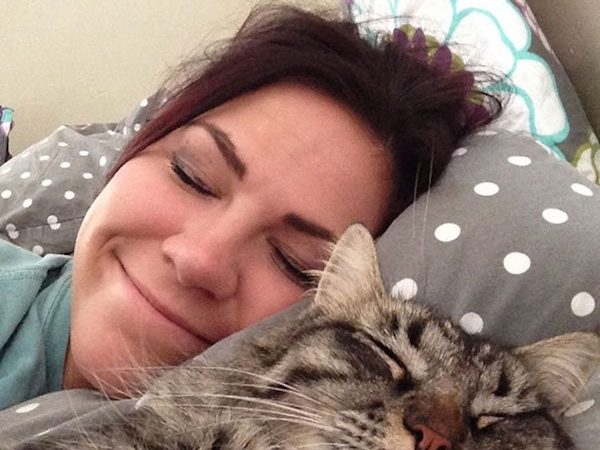 Sleeping with cat