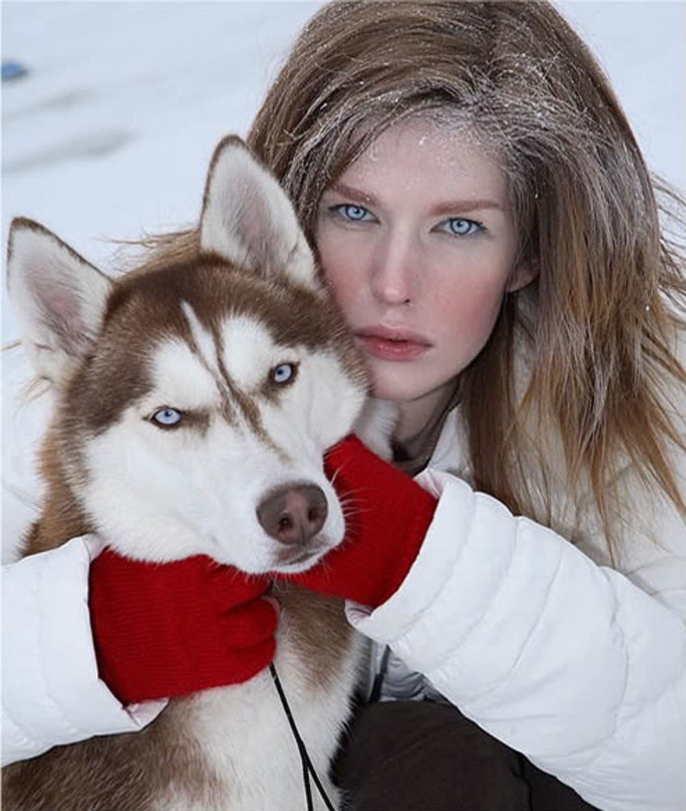 Modelling with her dog