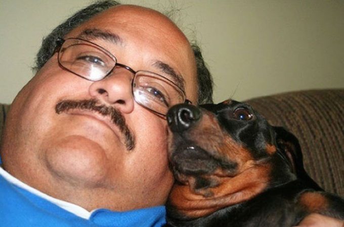 Big guy and his dog